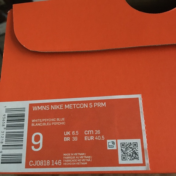 NIKE WOMEN NIB AUTHENTIC METCON5 PRM WHITE/PSYCHIC CROSSING TRAINING SNEAKERS - Picture 16 of 17